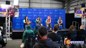 The cast of '1 For All' on stage at Supanova in Melbourne.