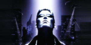 Promotional image for the video game 'Deus Ex'.